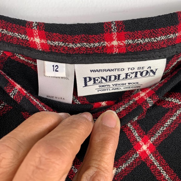 Pendleton 100% Virgin‎ Wool Maxi Aline Red/Black Diamond Pattern Maxi 12 - Picture 5 of 6